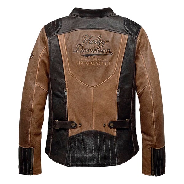 Blouson en cuir Harley Davidson pour femme - Blouson en cuir H-D Triple Vent System Gallun - Blouson moto Harley en cuir de vachette véritable