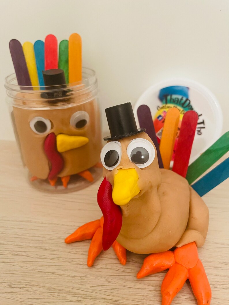 Turkey Play Dough Jar Thanksgiving Craft Build Your Own Etsy