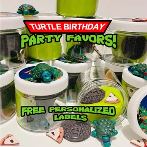 Cartoon Turtle Inspired Birthday Party Favor| Play Dough Jar For Kids Birthday|Turtle Party