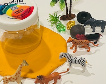 Safari Play Dough Party Favor: Custom Zoo Birthday Goody Bag