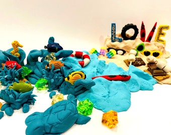 Beach Vacation Play Dough Kit| Stem Toy| Sensory Bin