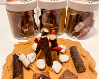 Smore's Play Dough Jar: Campfire Sensory Kit for Kids