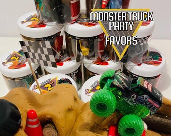 Monster Truck Party Favors: Mini Truck, Play Dough Race Ramp