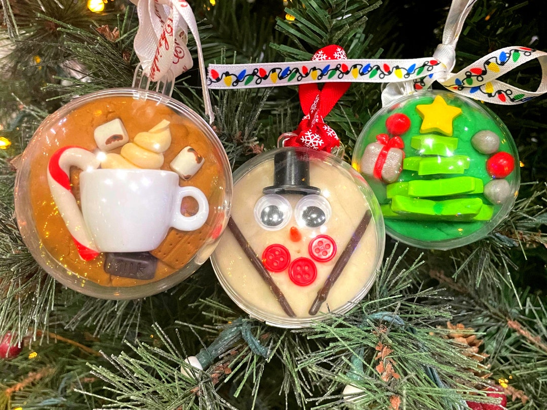 Christmas Playdough Ornaments Holiday Play Dough Jar Etsy