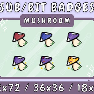Cute Mushroom Sub/Bit Badges | Twitch | Stream