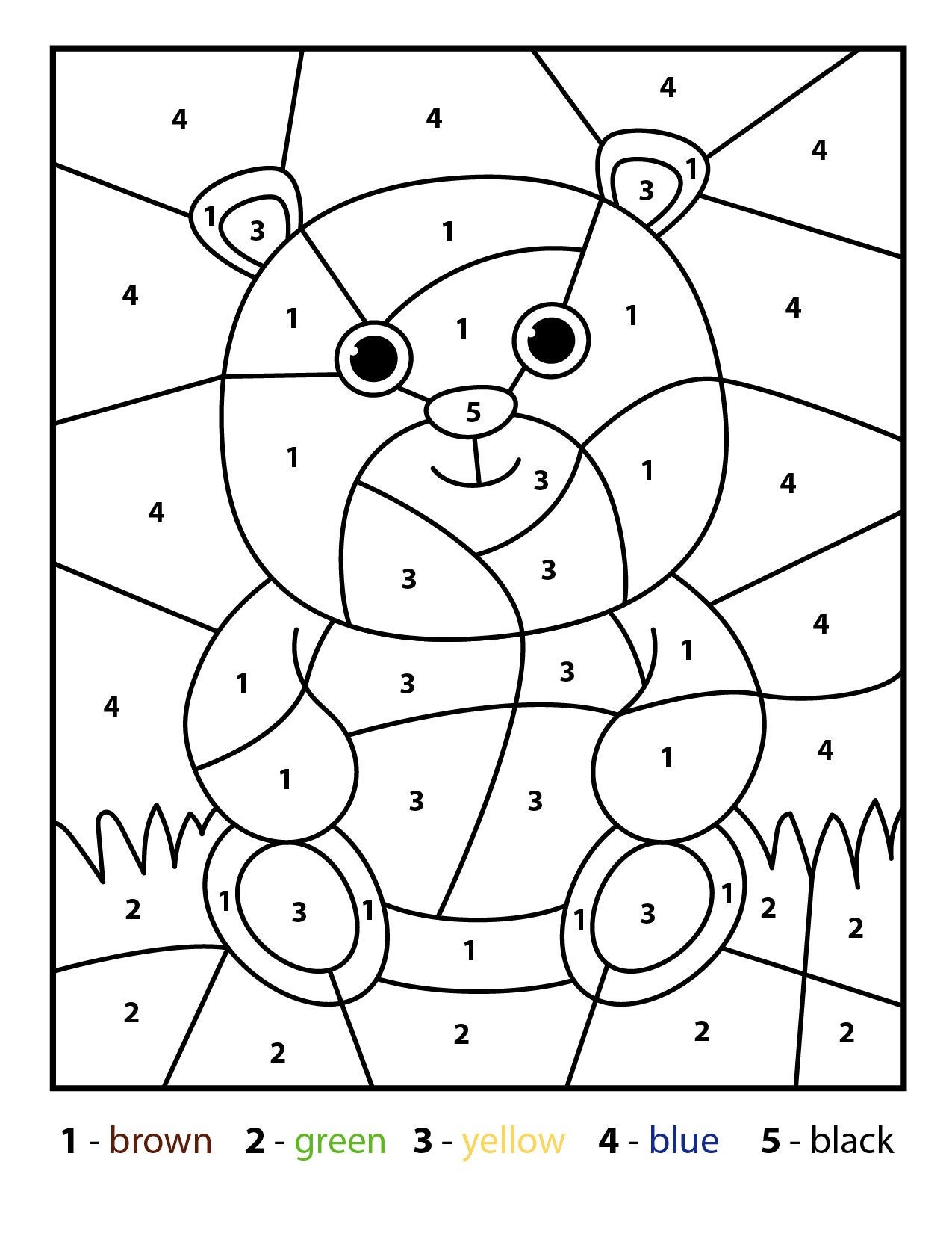Bear Color by Number Kids Printable, Various Theme Coloring Pages for  Preschool and Kindergarten, Instant Digital PDF Download - Etsy
