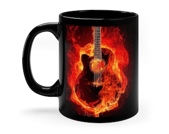 guitar fire gift mug