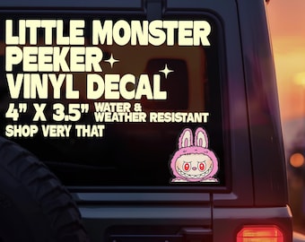 Labubu-Späher | Kleine Monster Vinyl | Auto Fenster Aufkleber |Klebe LKW Fenster Aufkleber | Permanent-Vinyl-Aufkleber Trendiges Geschenk Lafufu Chapupu