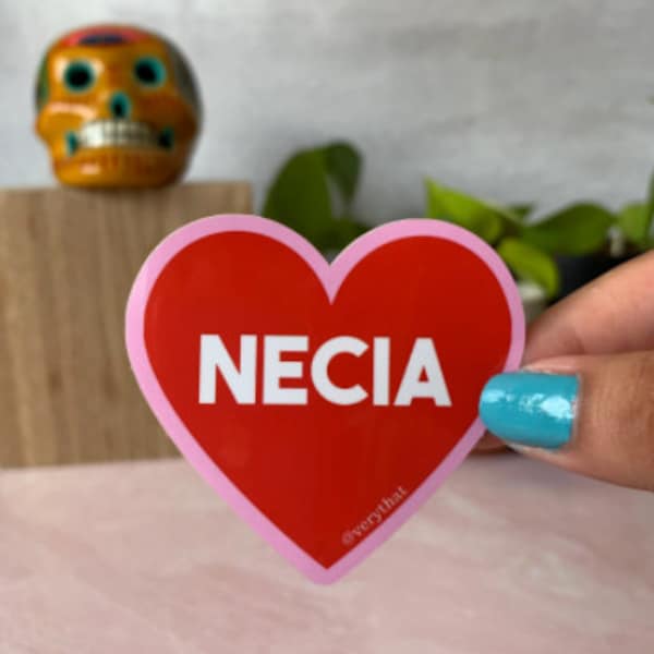 Necia Heart Dye Cut Sticker / pink and red | Latinx | Very That | Verythat | latina owned small business |