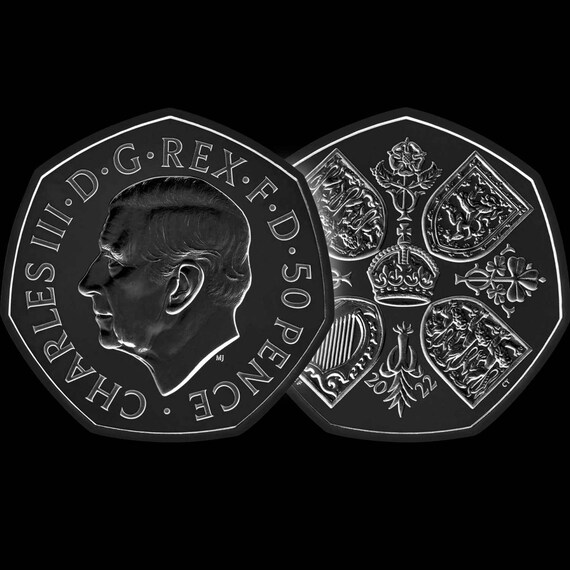 Queen Elizabeth II King Charles 50p Coin Royal Mint Packaging Etsy UK