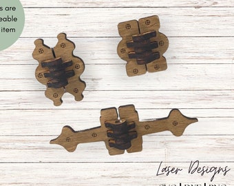 Laser cutting hinge svg for box, 3 hinge types for download, wooden hinde for glowforge