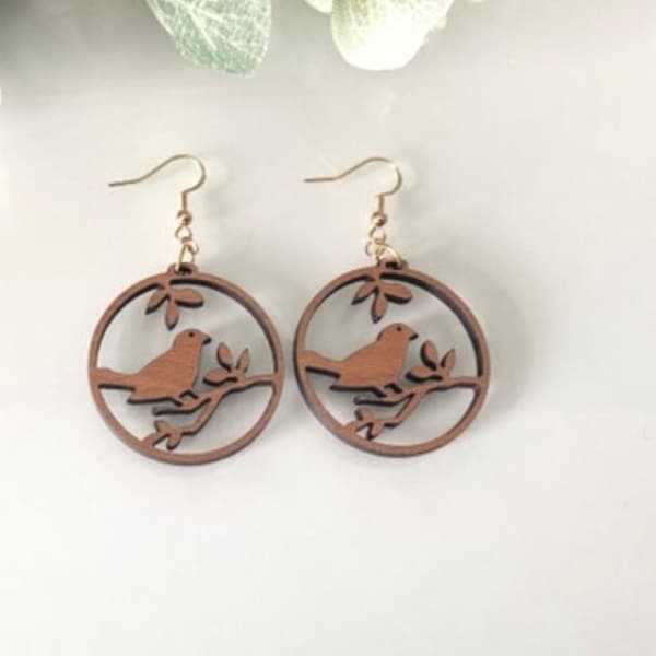 Bird earring files for laser cutting, download earrings craft supplies, digital templates for crafters