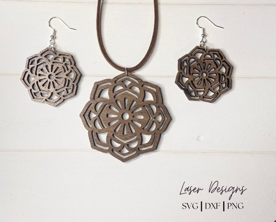 Floral Pendent Svg, Svg Files for Jewelry, Laser Cut Files for