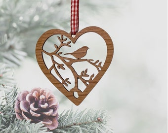 Robin Christmas ornament file for laser cutting, Tree decorations svg for crafters, glowforge cut files, gift tag ornament for download