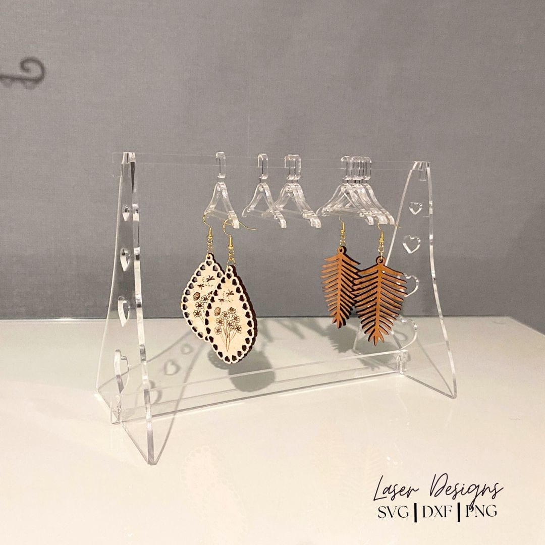 Earring Clothes Hanger Laser Cut File, Clothes Rack Earring Display for