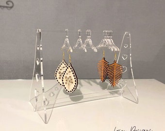 Earring clothes hanger laser cut file, Clothes rack earring display for laser cutting, earring stand, 3mm material