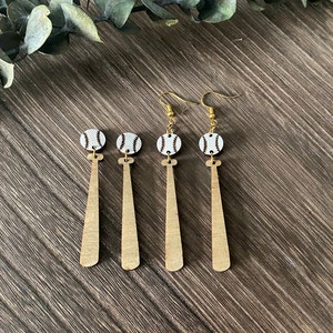 Baseball and bat earrings svg files for personalisation , baseball earring files for laser cutting, Team name baseball earrings