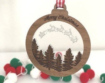 Christmas Bauble file for laser cutting, Tree decorations svg for crafters, glowforge cut files, Christmas ornament for digital download