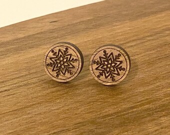 Snowflake studs svg, svg files for jewelry, laser cut files, glowforge earring files, Christmas earring svg files for laser cutting