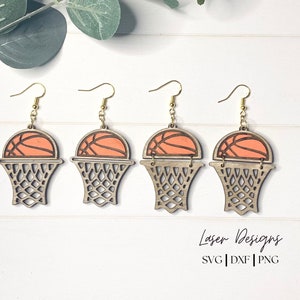 Fichiers svg de boucles d'oreilles de basket-ball pour glowforge, téléchargement numérique de fichiers de boucle d'oreille, fichiers de boucle d'oreille de baseball pour la découpe au laser, boucles d'oreilles de sport
