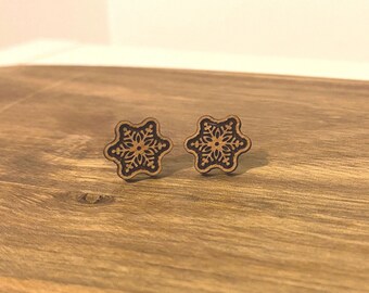 Snowflake studs svg, svg files for jewelry, laser cut files, glowforge earring files, Christmas earring svg files for laser cutting