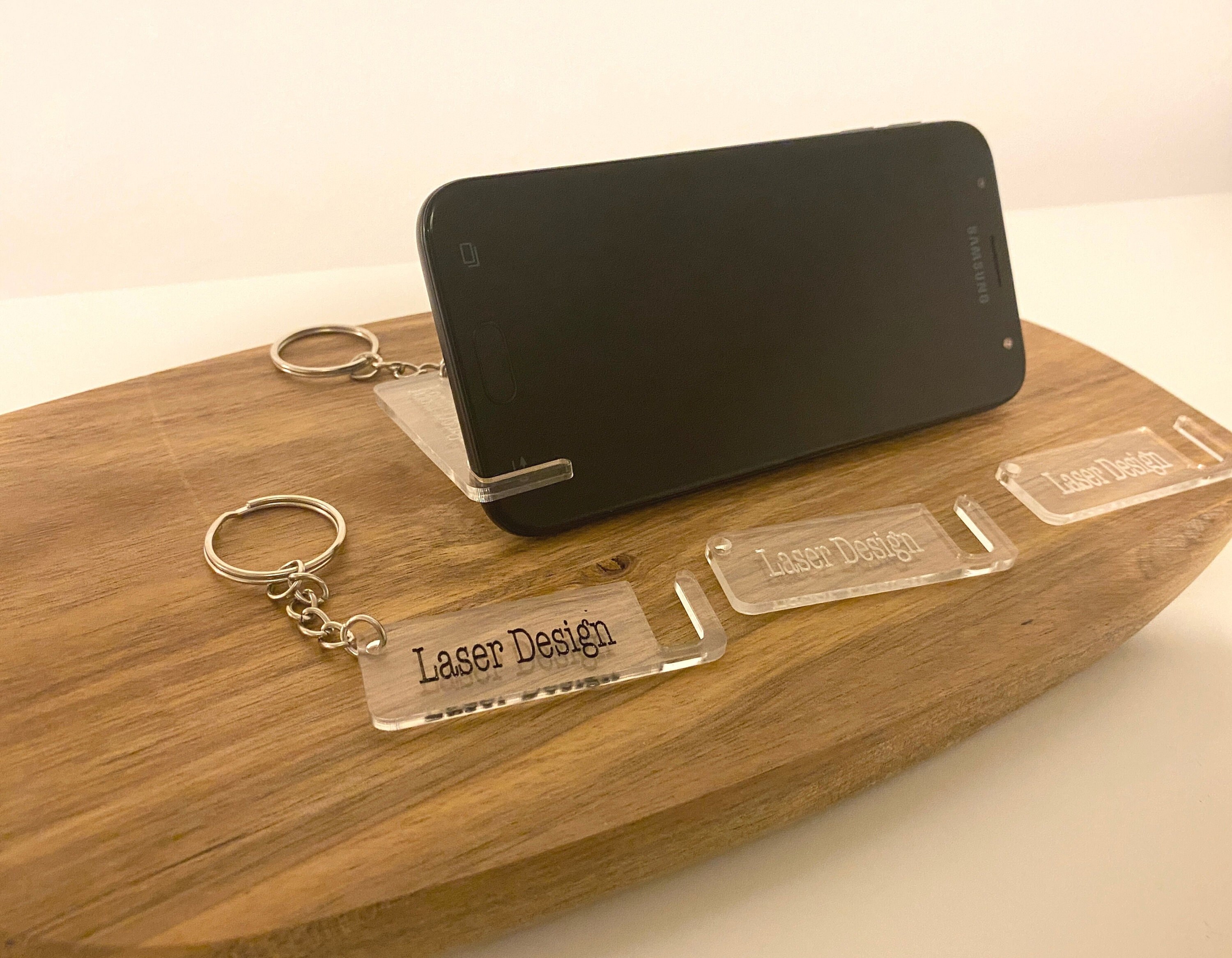 Phone Stand Keyring File for Laser Cutting. Four Sizes Phone Stand Svg
