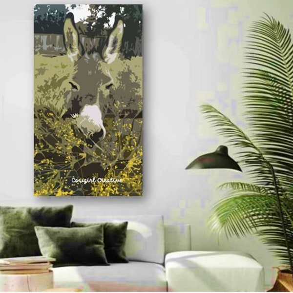 Freckles|Mini Donkey|Donkey Painting|Digital Animal Art|Burro Painting|Farm Animal Art
