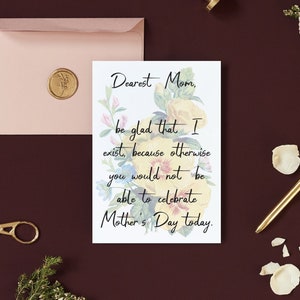 Carte de fête des mères imprimable, carte de dernière minute, fête des mères drôle, sarcastique maman Svg, je t'aime maman carte, carte grossière, cadeau drôle de maman