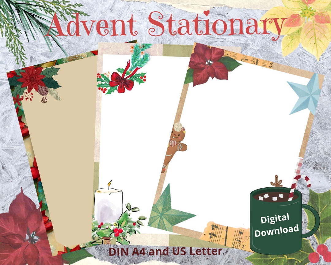 Advent Stationery Bundle Printable Digital Download Invitation Sheet