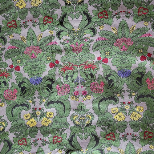 Italian Dramatic Multicolor Green Floral Brocade shops Fabric
