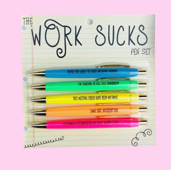 Work Sucks Pens Funny Office Supplies Funny Classroom Etsy