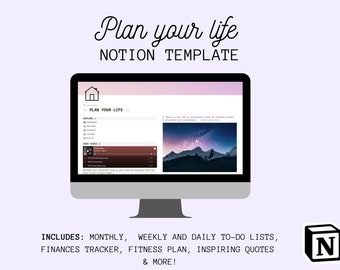 Personal Planner Notion Template, All-in-One Daily Notion Dashboard, Digital & Editable Notion Template, Notion Minimalistic Template,