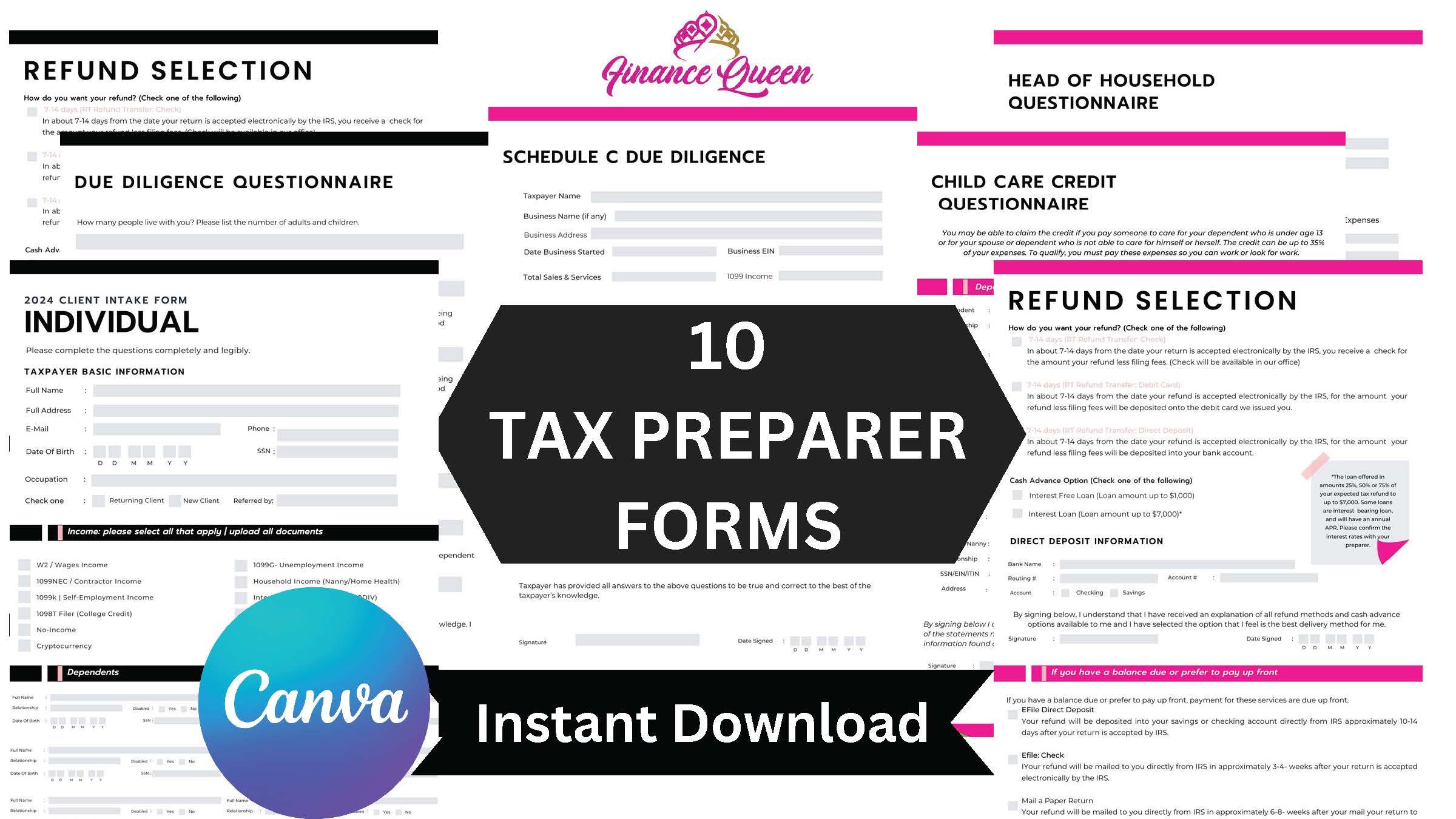 Tax Preparer Custom Client Intake Forms Tax Office Bundle - Etsy