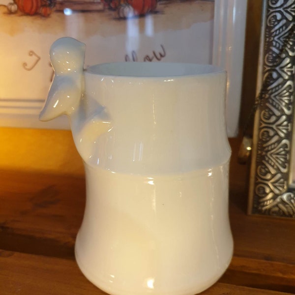 Brûle parfum bambou oiseau blanc en céramique