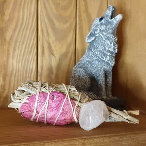 smudge stick love spirit white sage rose quartz