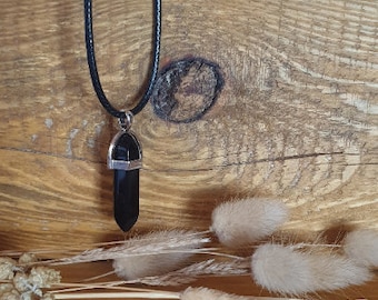 Necklace pendant black obsidian clock