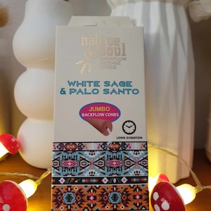 8 jumbo bakåtflödesrökelsekottar: grönt träd, native soul, vit salvia och palo santo