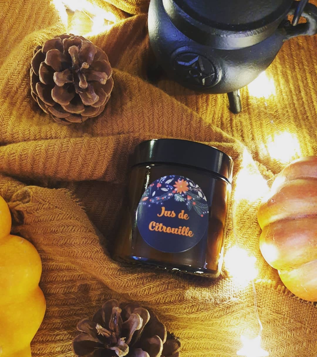 Bougie Parfumée Citrouille Senteur Vanille, Pomme, Cannelle, Orange, Mandarine à La Cire de Soja