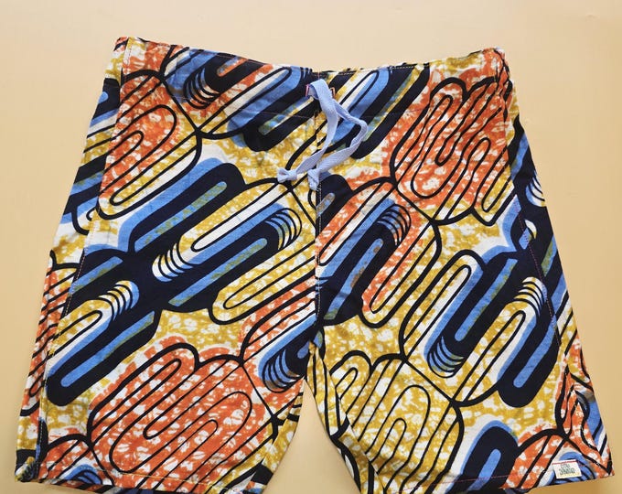 3/4 143 upcycled vintage african wax print cotton baggy shorts