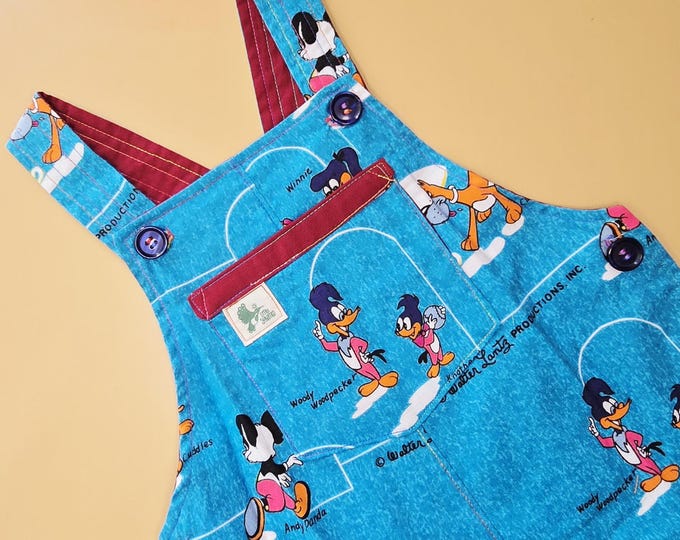 4Y 075 - Vintage Woody Woodpecker cotton overalls