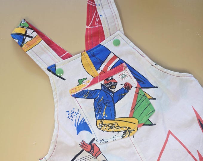 Reversible Baby Overalls (9-12 Months) – Upcycled Vintage Sports & Boat Print