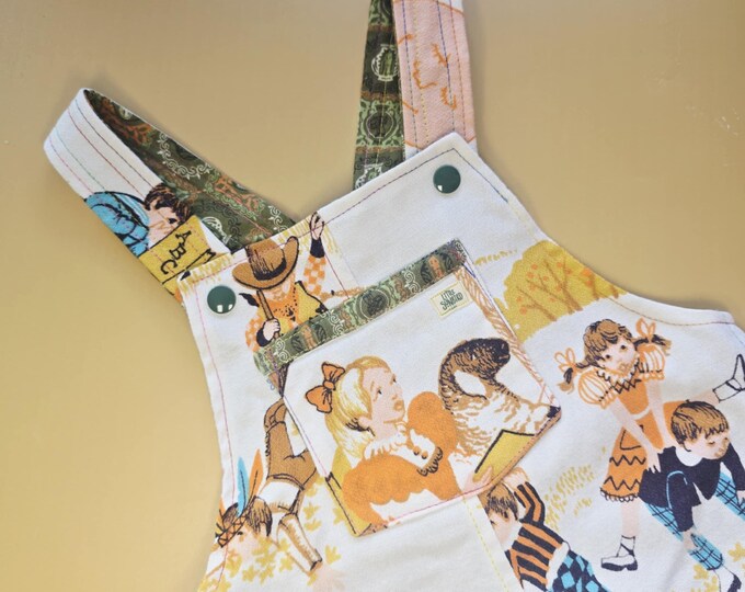 6M 106 - Reversible Vintage cotton nursery rhymes overalls