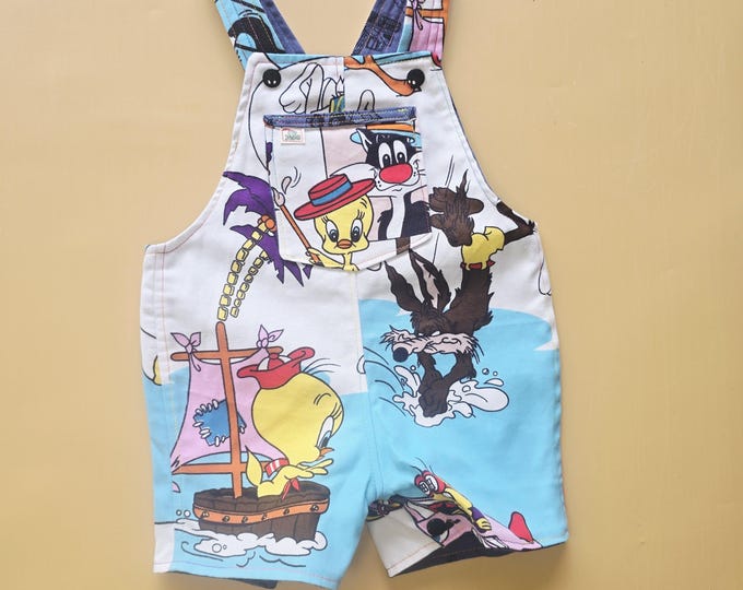 3M 027- Reversible baby Overalls - vintage loony toons cotton remnant