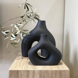 Nordic Style Ceramic Vase, Small and Large Donut Vase, Boho Decor, Unique Decor, Minimalist Decor, Ring Vase, Housewarming Gift, New Home image 6