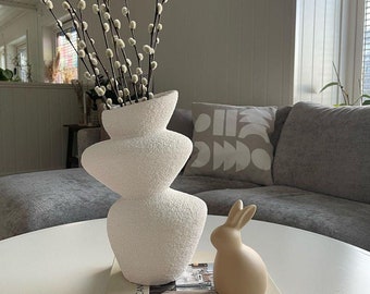 Handmade Sculptural Ceramic Vase: Nordic Farmhouse Decor