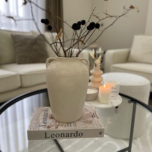 Large Ceramic Vase: Boho Farmhouse Decor, Dried Flower Pottery