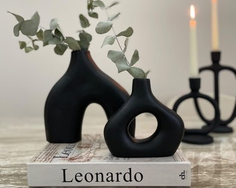 Vaso in ceramica in stile nordico, vaso a ciambella piccolo e grande, arredamento Boho, arredamento unico, arredamento minimalista, vaso ad anello, regalo di inaugurazione della casa, nuova casa