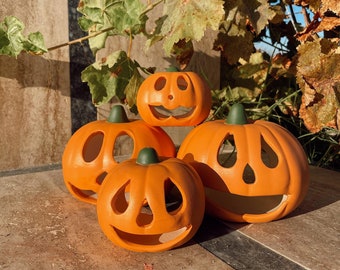 Ceramic Jack-O-Lantern Tea Light Holder: Minimalist Halloween Decor
