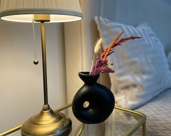 Minimalist Ceramic Ring Vase: Nordic Hollow Vase for Dried Flowers