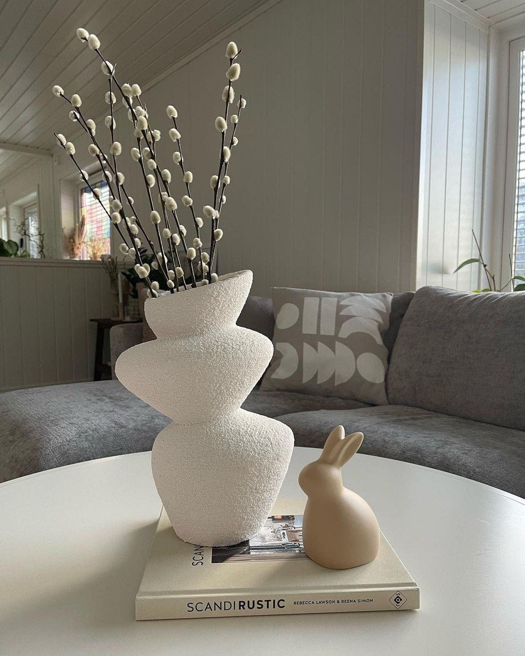 Handmade Sculptural Ceramic Vase: Nordic Farmhouse Decor